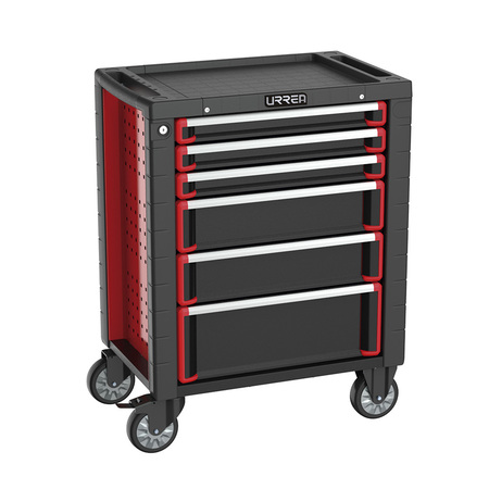 URREA HD-Series Roller Cabinet, 6 Drawer, Red, Steel, 28 in W x 36 in D x 18 in H HD28M6